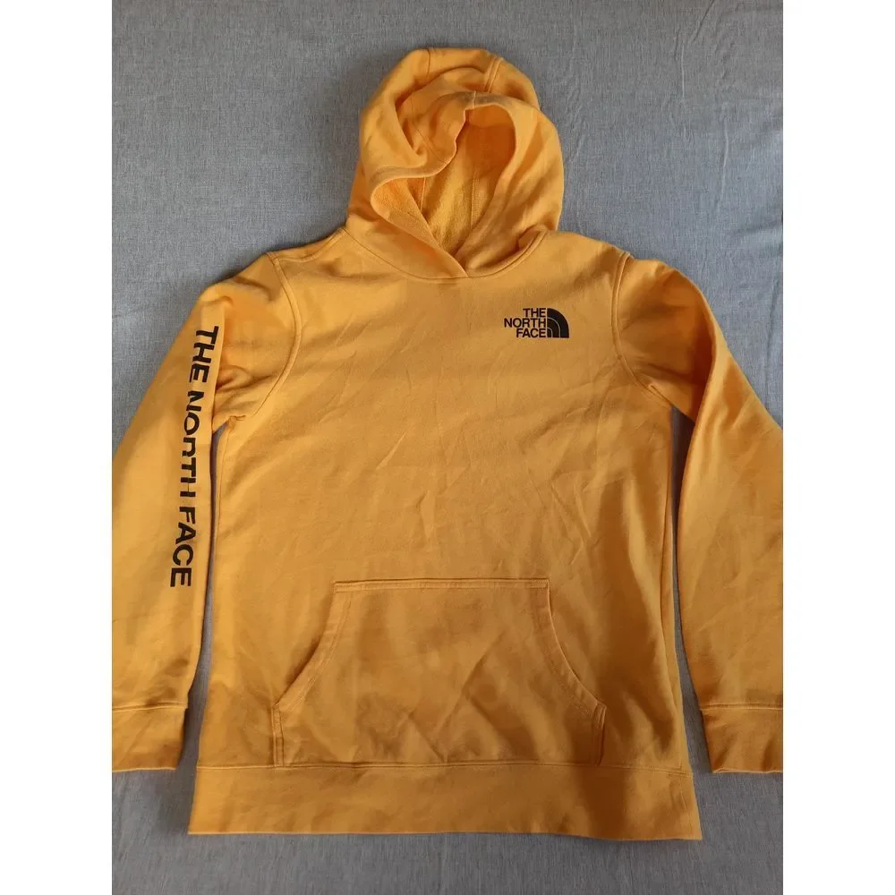 The North Face Men Youth XL Regular Fleece Hoodie Pullover Sweater Yellow Cotton